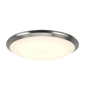 # 63003L-1 LED Large Flush Mount Ceiling Light Fixture, Contemporary Design in Satin Nickel Finish, Frosted Glass Diffuser, 15" Diameter