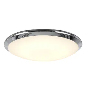 # 63003L-2 LED Large Flush Mount Ceiling Light Fixture, Contemporary Design in Chrome Finish, Frosted Glass Diffuser, 15" Diameter