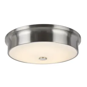 # 63005S-1 LED Small Flush Mount Ceiling Light Fixture, Contemporary Design in Satin Nickel Finish, Frosted Glass Diffuser, 12" Diameter