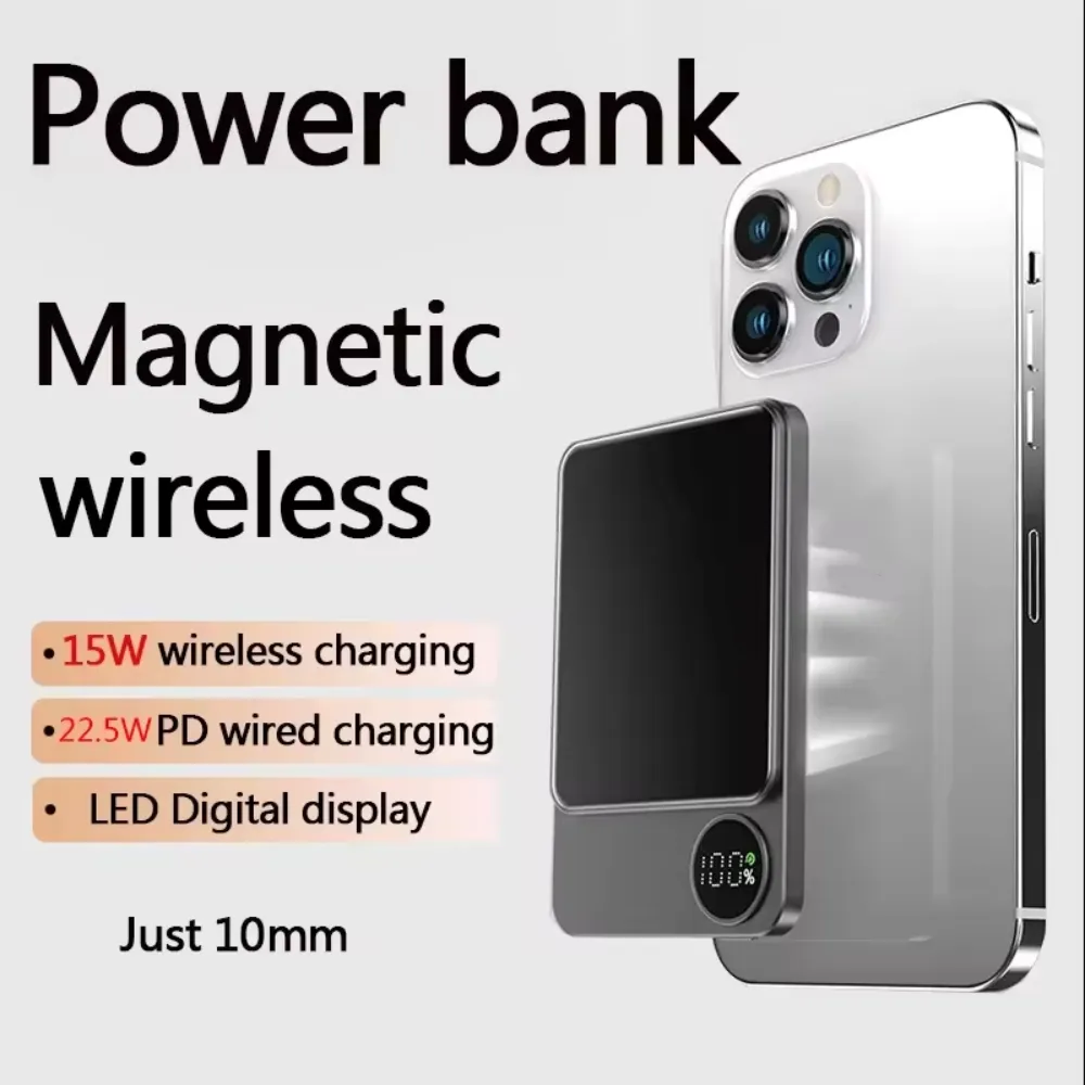 10000 mAh Magnetic Wireless Portable Power Bank Compatible with iPhone