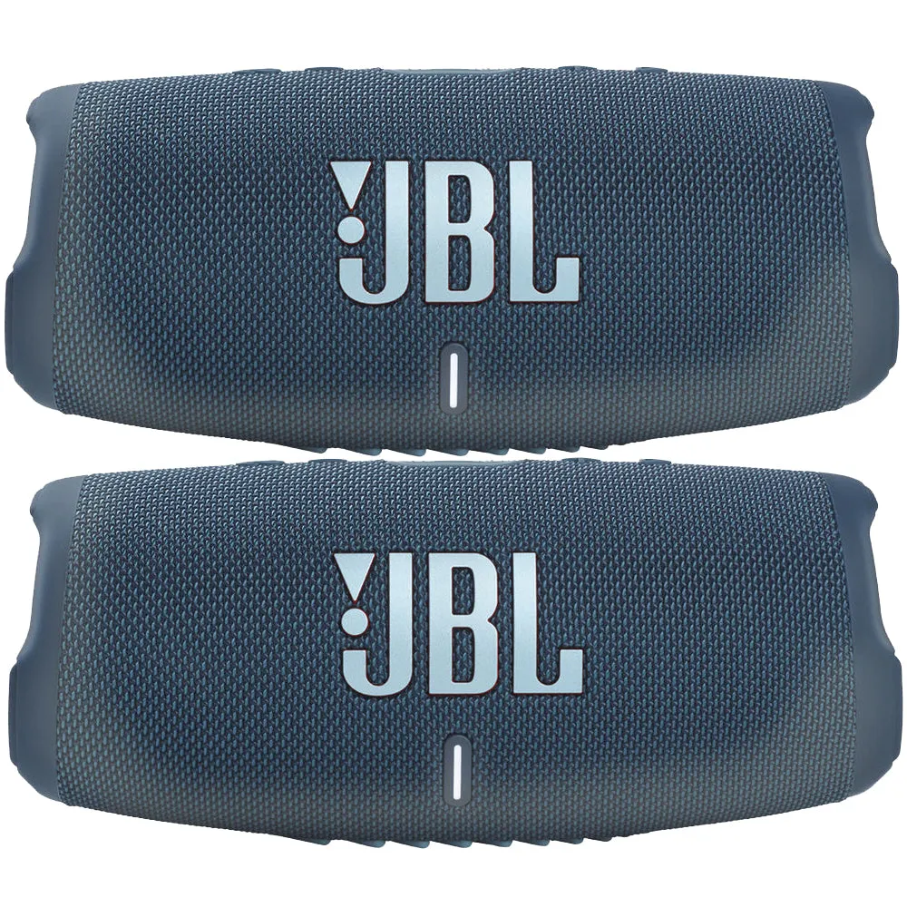 2x JBL Charge 5 Portable Waterproof Bluetooth Speaker with Powerbank Blue