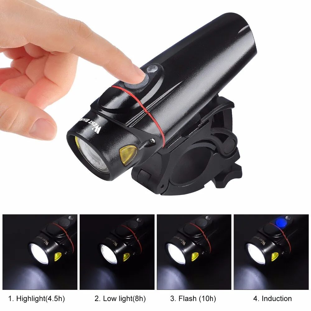 350 Lumen Intelligent Bicycle Light Sensor Auto 2200mAh Cycling Headlight USB Rechargeable Waterproof MTB Bike Light