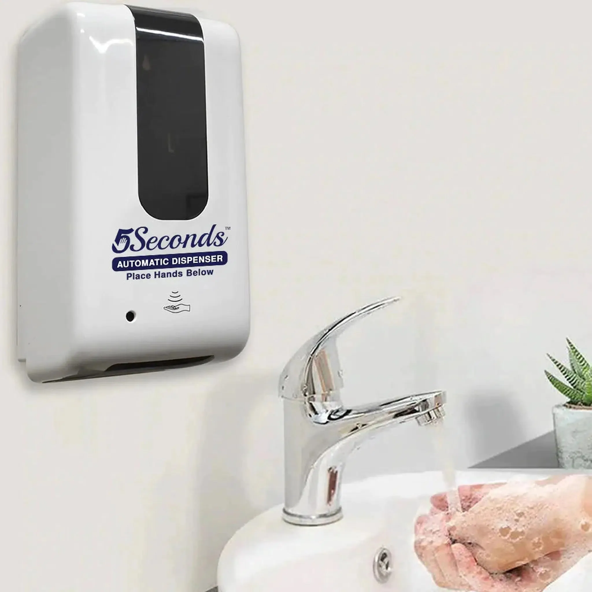 5Seconds Zoho Series 6" White Touchless Automatic Wall-Mount Liquid Soap Dispenser With Infrared Sensor