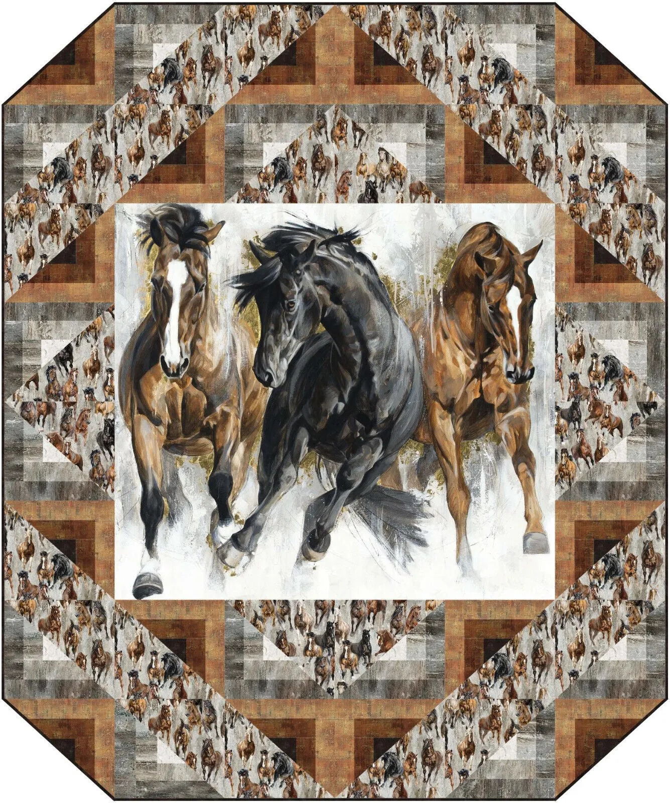 Barn Raising Horses Quilt Kit