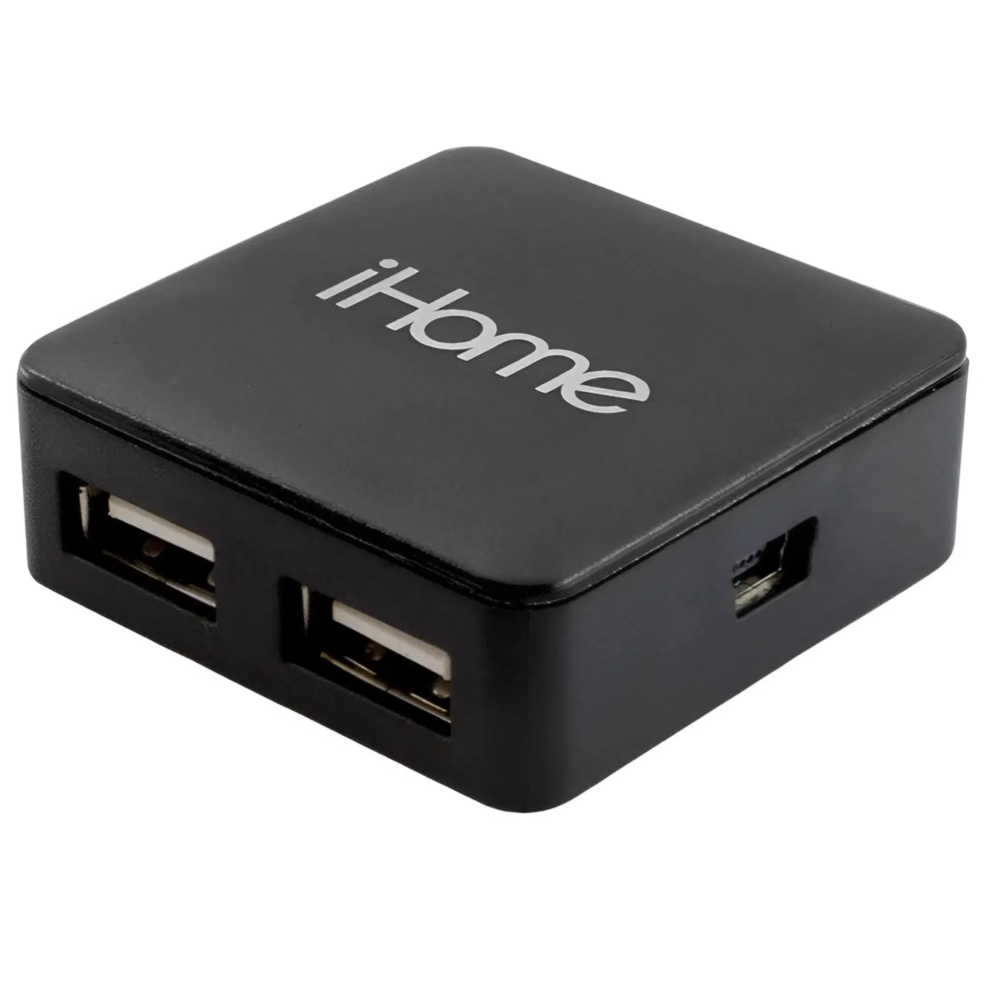 Center Link 4-Port Travel USB Hub (IH-U200B, Black) - iHome