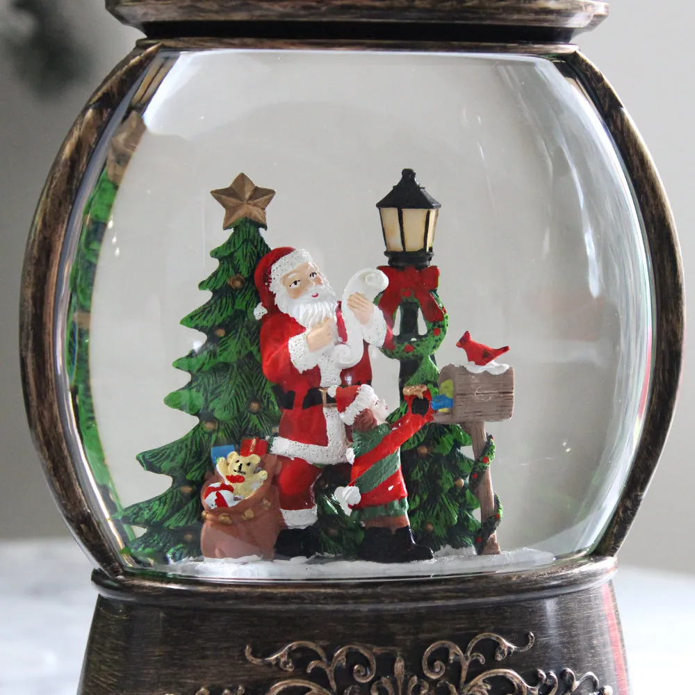 Christmas Musical Water Lantern Vintage Look with Swirling Confetti LED Lights