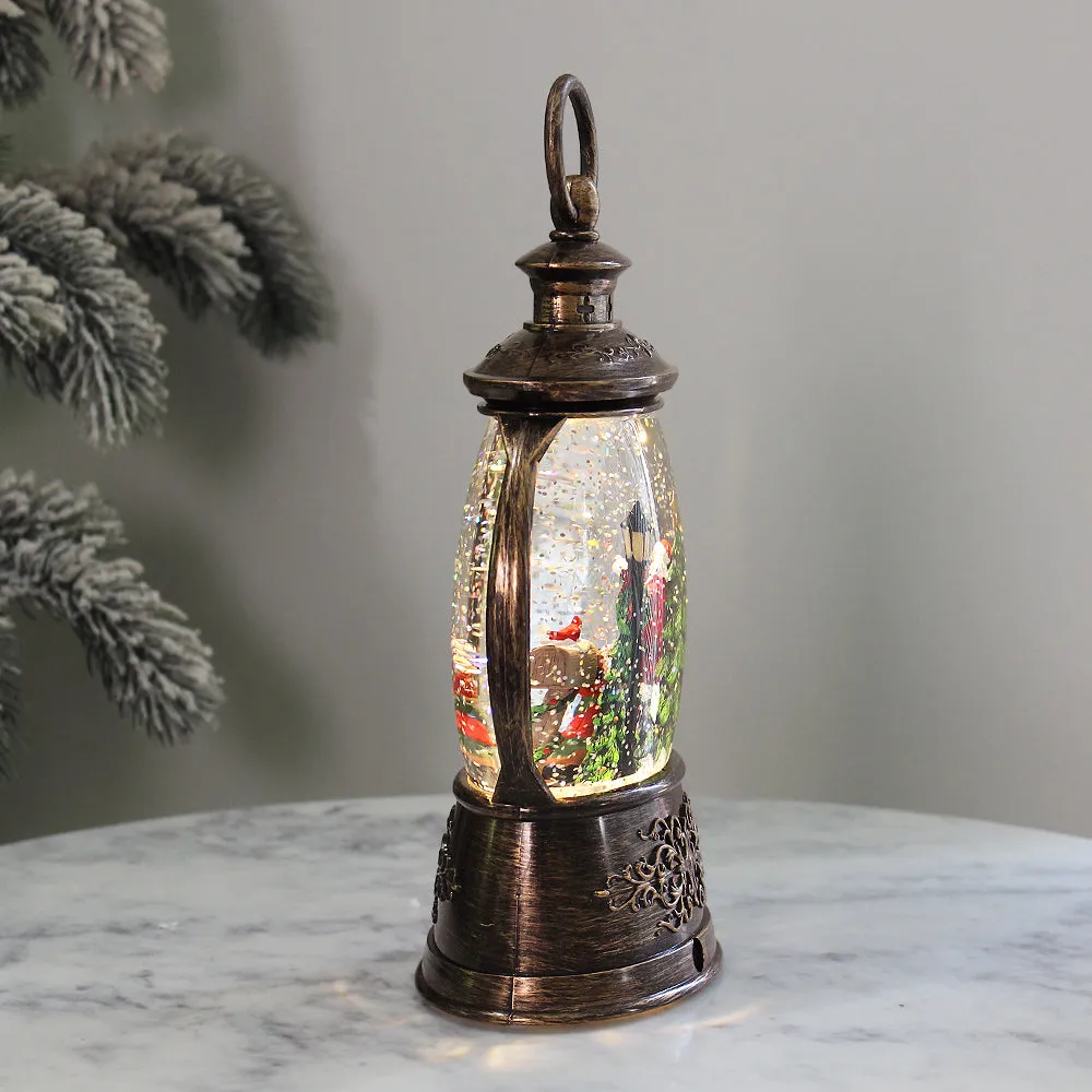 Christmas Musical Water Lantern Vintage Look with Swirling Confetti LED Lights