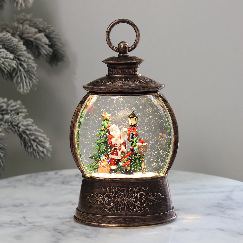 Christmas Musical Water Lantern Vintage Look with Swirling Confetti LED Lights