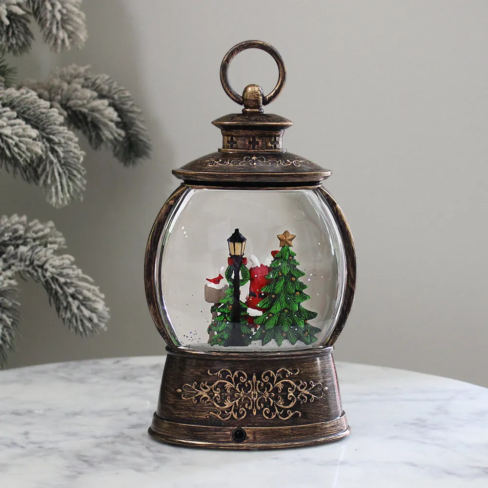 Christmas Musical Water Lantern Vintage Look with Swirling Confetti LED Lights