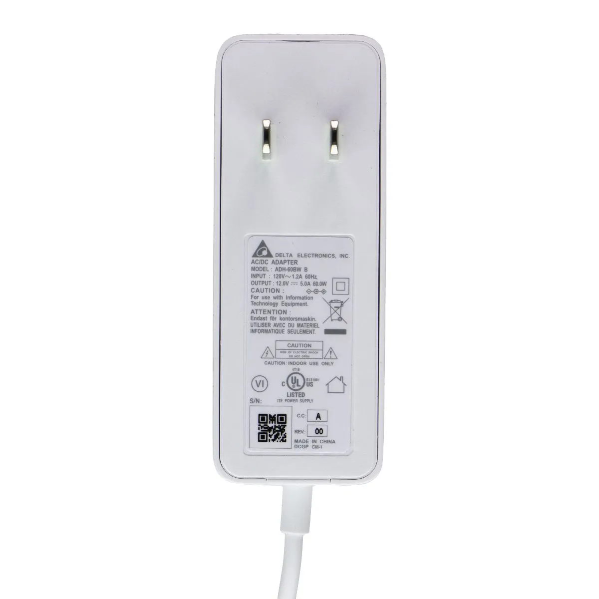 Delta 12V/5A 60W AC/DC Power Adapter (ADH-60BW B) - White