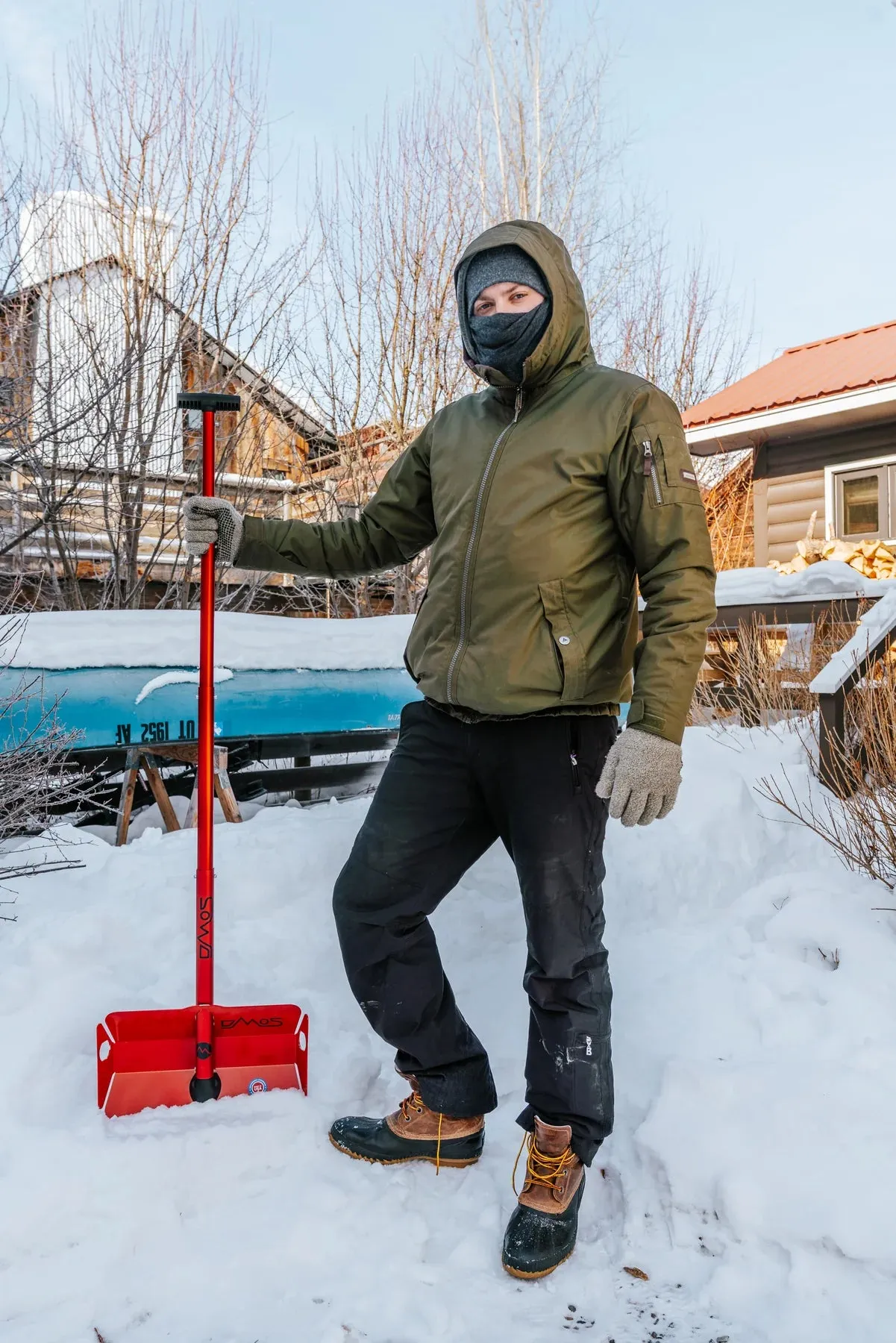 DMOS Stealth Shovel - Black Anodized and Red Handle