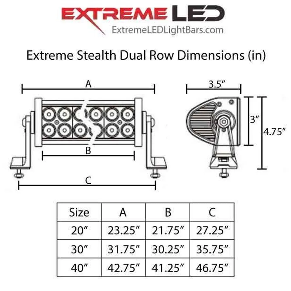 Extreme LED - 40" Extreme Stealth Dual Row 285W Combo Beam LED Light Bar