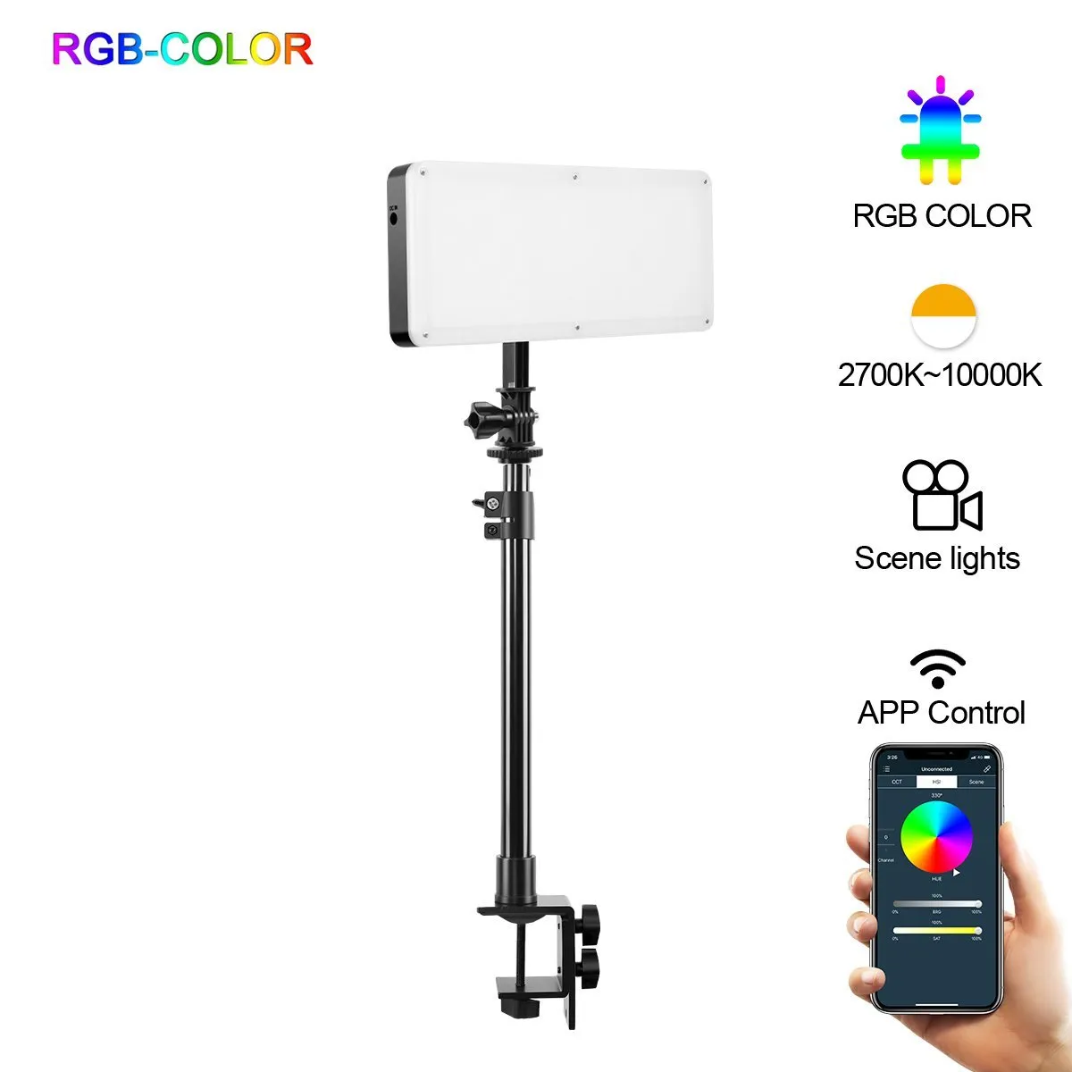 GVM RGB20W On-Camera RGB LED Video Light with Bluetooth APP Control