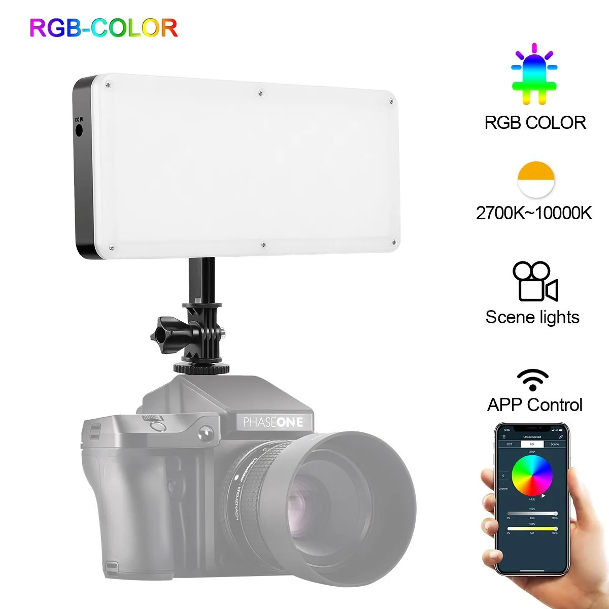 GVM RGB20W On-Camera RGB LED Video Light with Bluetooth APP Control