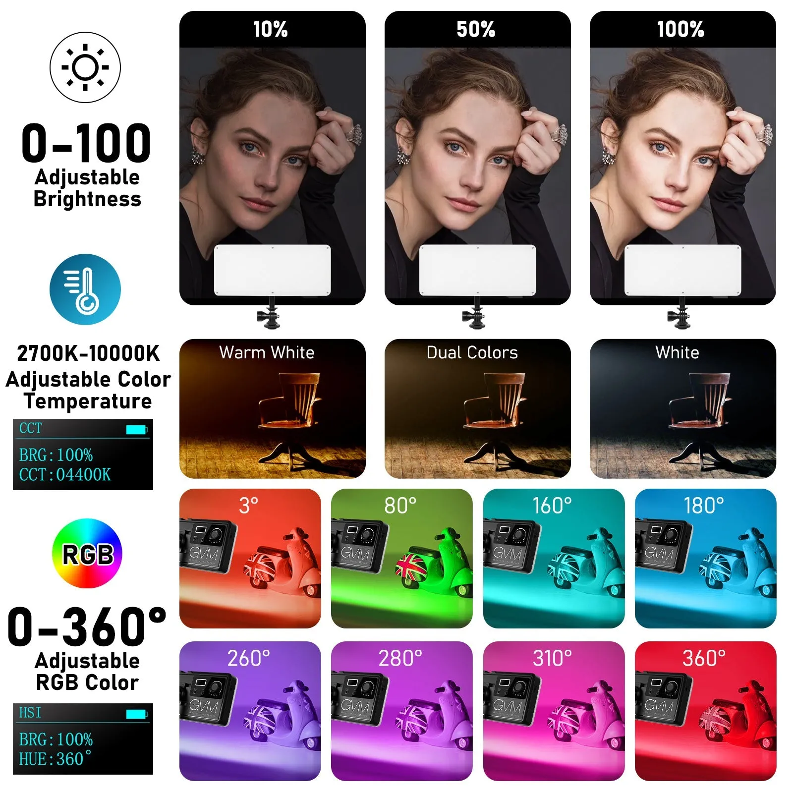 GVM RGB20W On-Camera RGB LED Video Light with Bluetooth APP Control