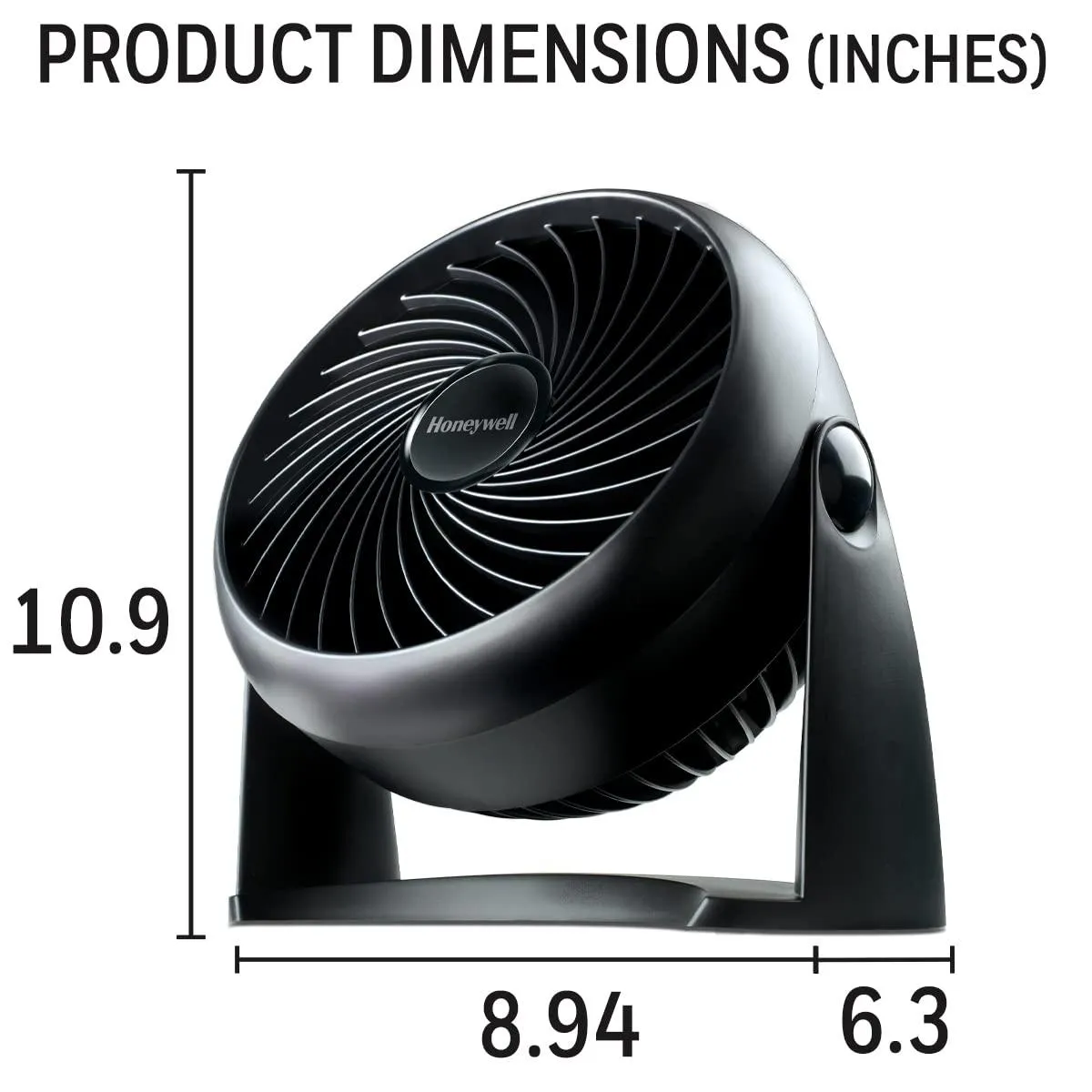 Honeywell HT900C 7" TurboForce® POWER  Desk/Table Fan, Air Circulator for Small Bedroom, Portable, Wall Mountable, Energy Saving, 3 Speeds, Black