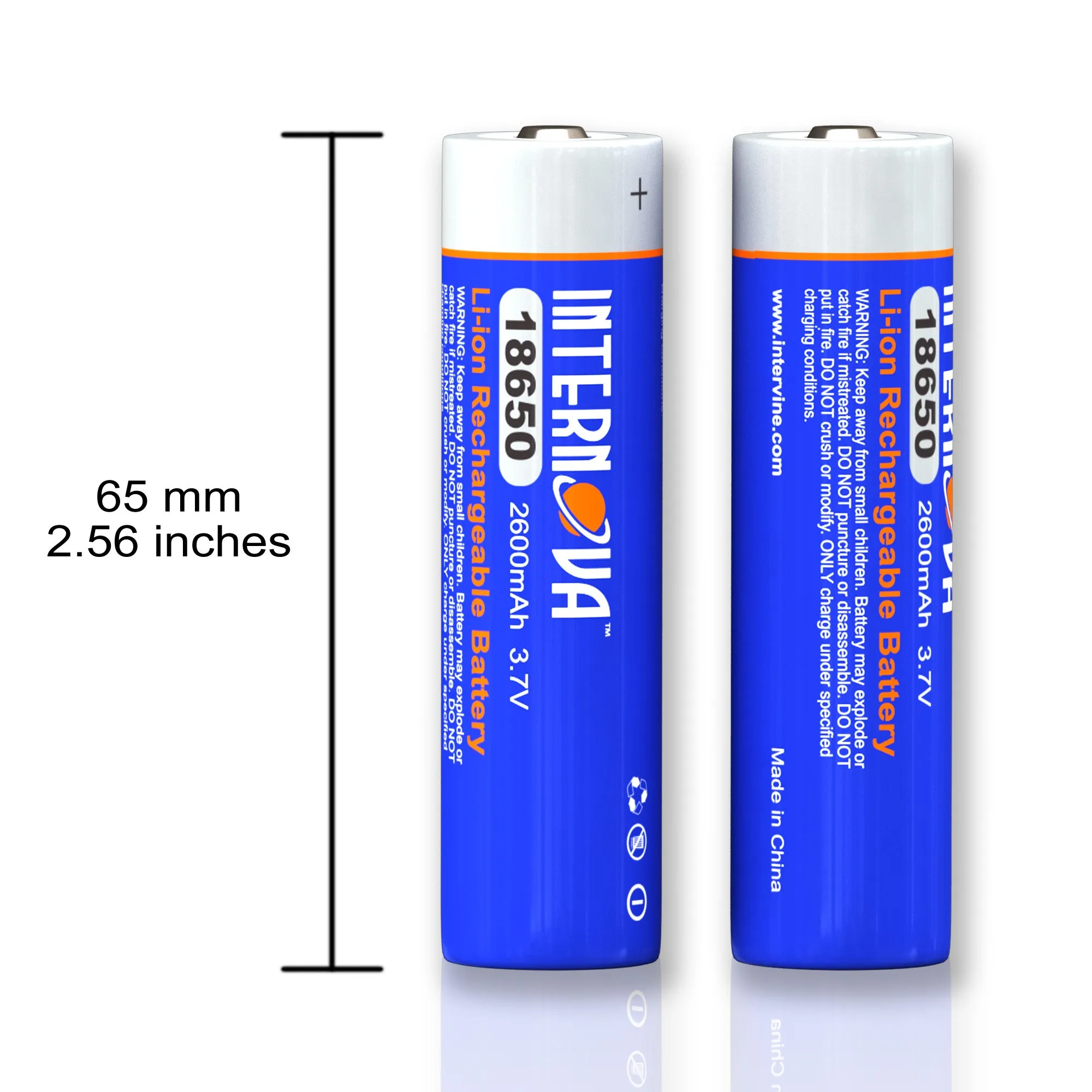 Internova 18650 Batteries Multipack, Li-ion Rechargeable, 2600mAh 3.7V Button Top