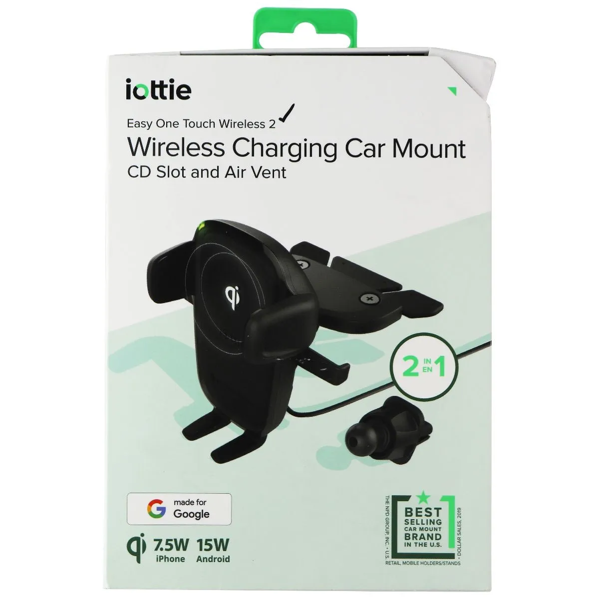 iOttie Wireless Car Charger Easy One Touch Qi Charging CD Slot   Air Vent Combo