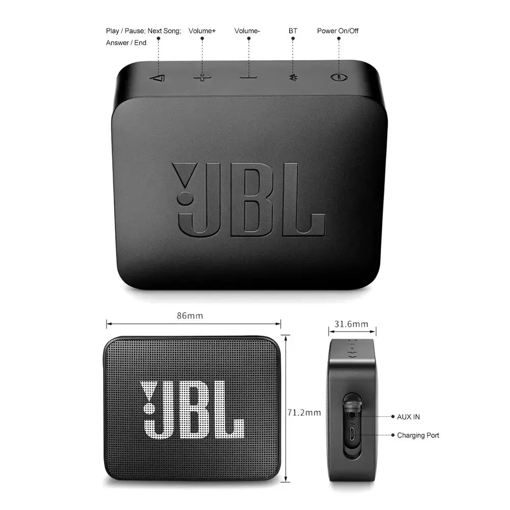 IPX7 Waterproof Wireless Portable JBL GO2 Bluetooth Speaker-Wireless Portable Speaker