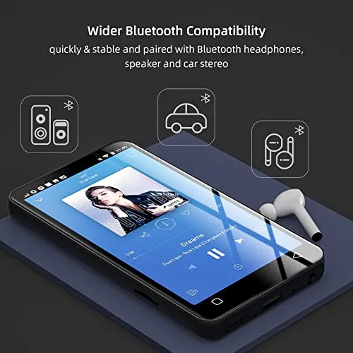 MP3 Player with Bluetooth and WiFi, 4" Full Touch Screen MP4 MP3 Player with Spotify, Android Streaming Music Player with Pandora, Portable HiFi Sound Walkman Digital Audio Player with Speaker (Black)