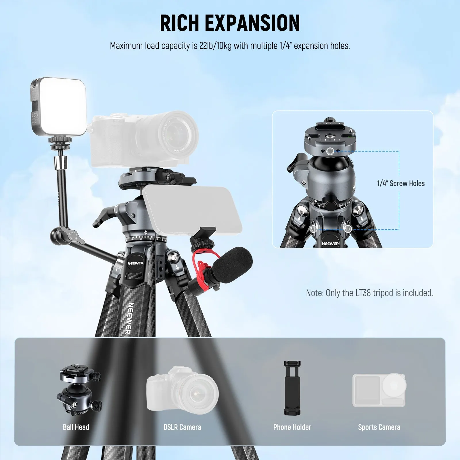 NEEWER LITETRIP LT38 Carbon Fiber Tripod