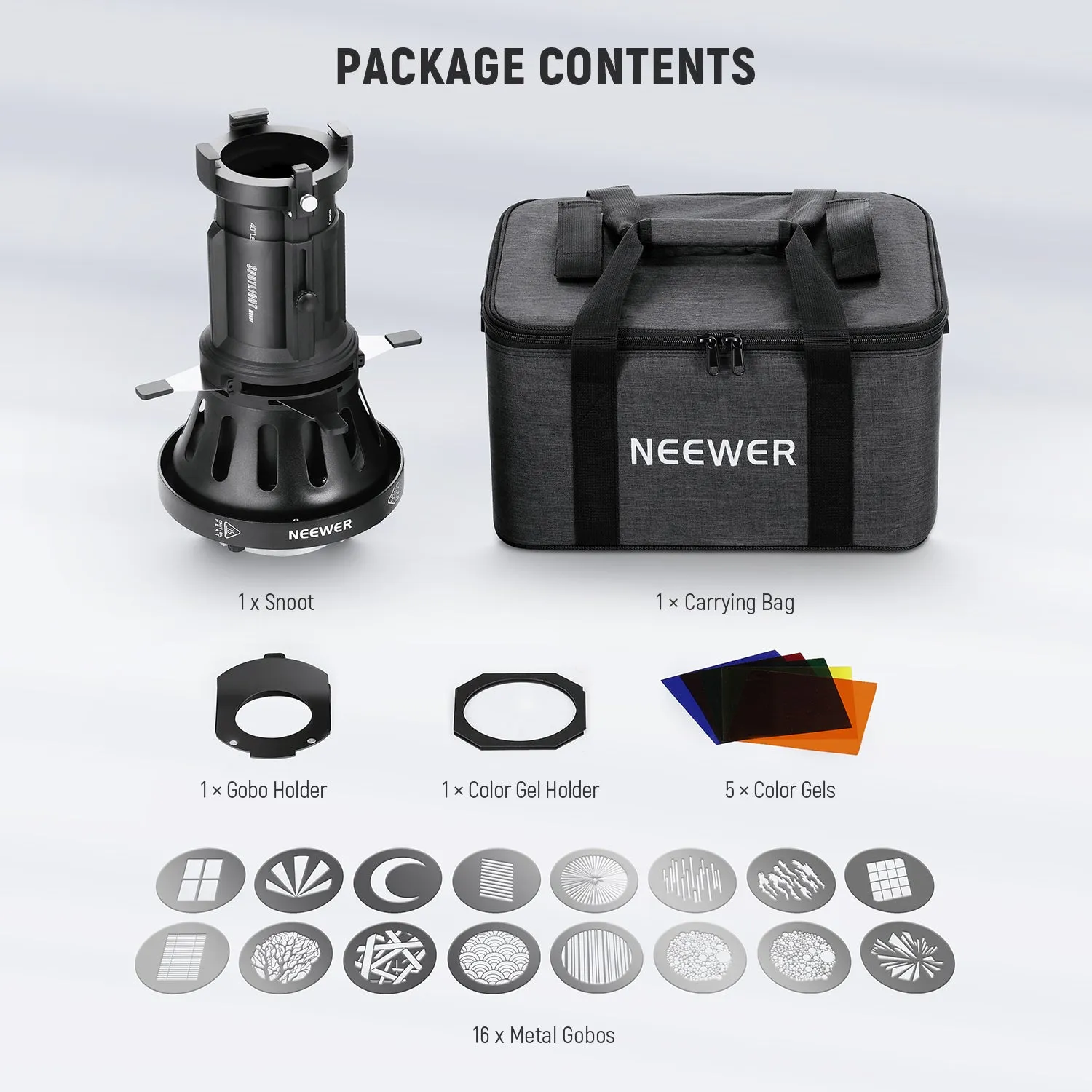 NEEWER LS-38 Professional Spotlight Snoot with 40° Projection Lens for Enhanced Lighting Control