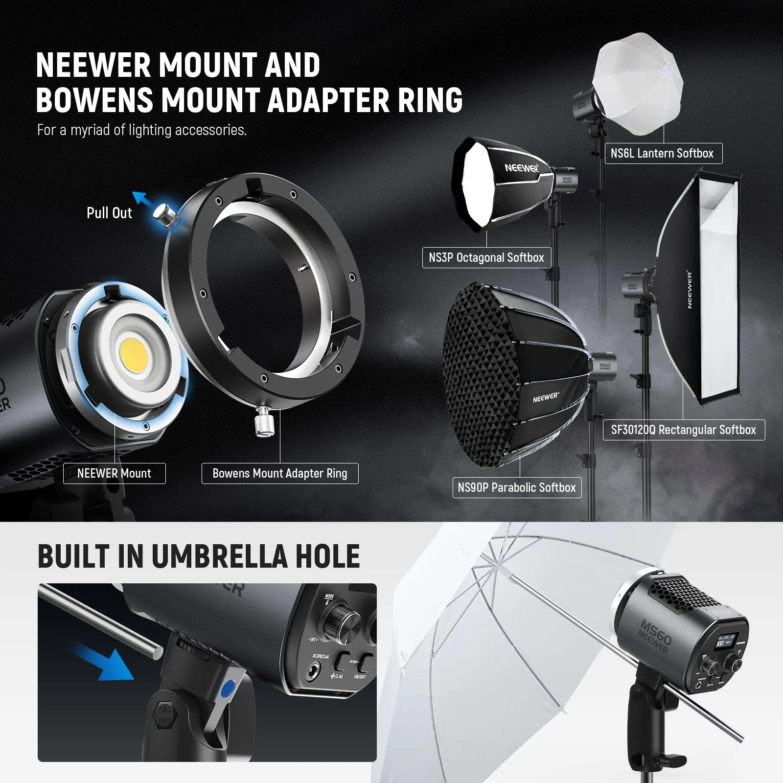 NEEWER MS60 65W Mini COB LED Video Light