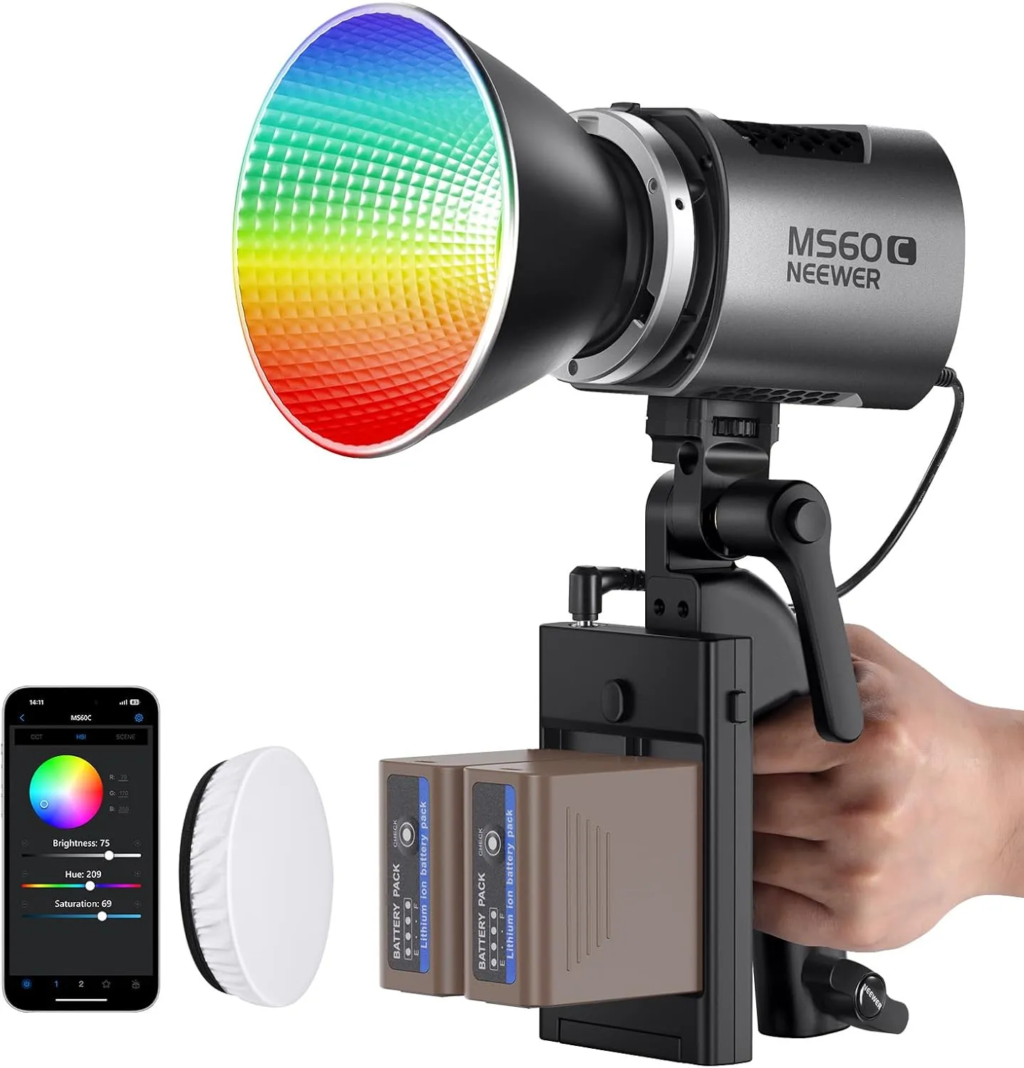 NEEWER MS60C RGB LED Video Light Handheld Spotlight