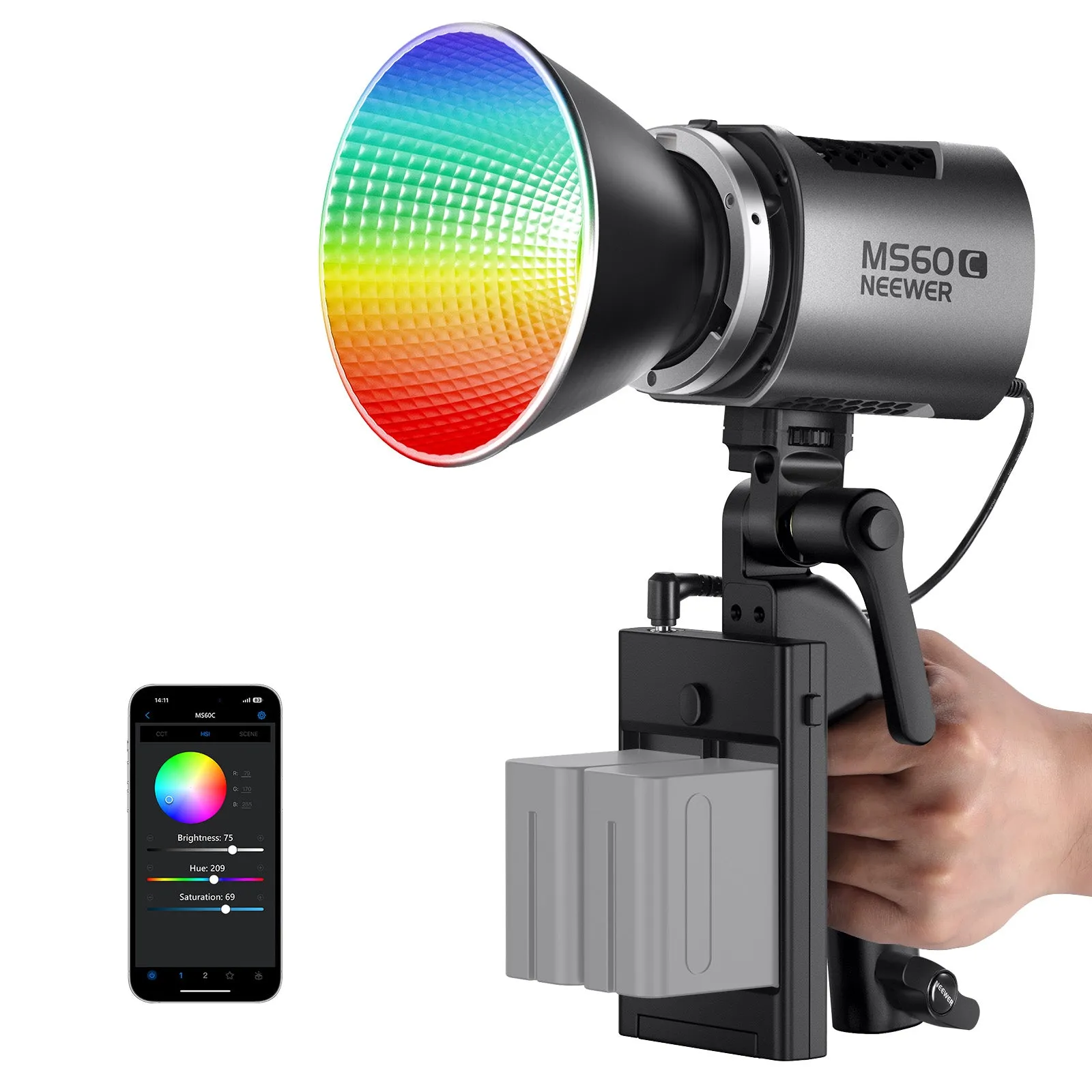 NEEWER MS60C RGB LED Video Light Handheld Spotlight