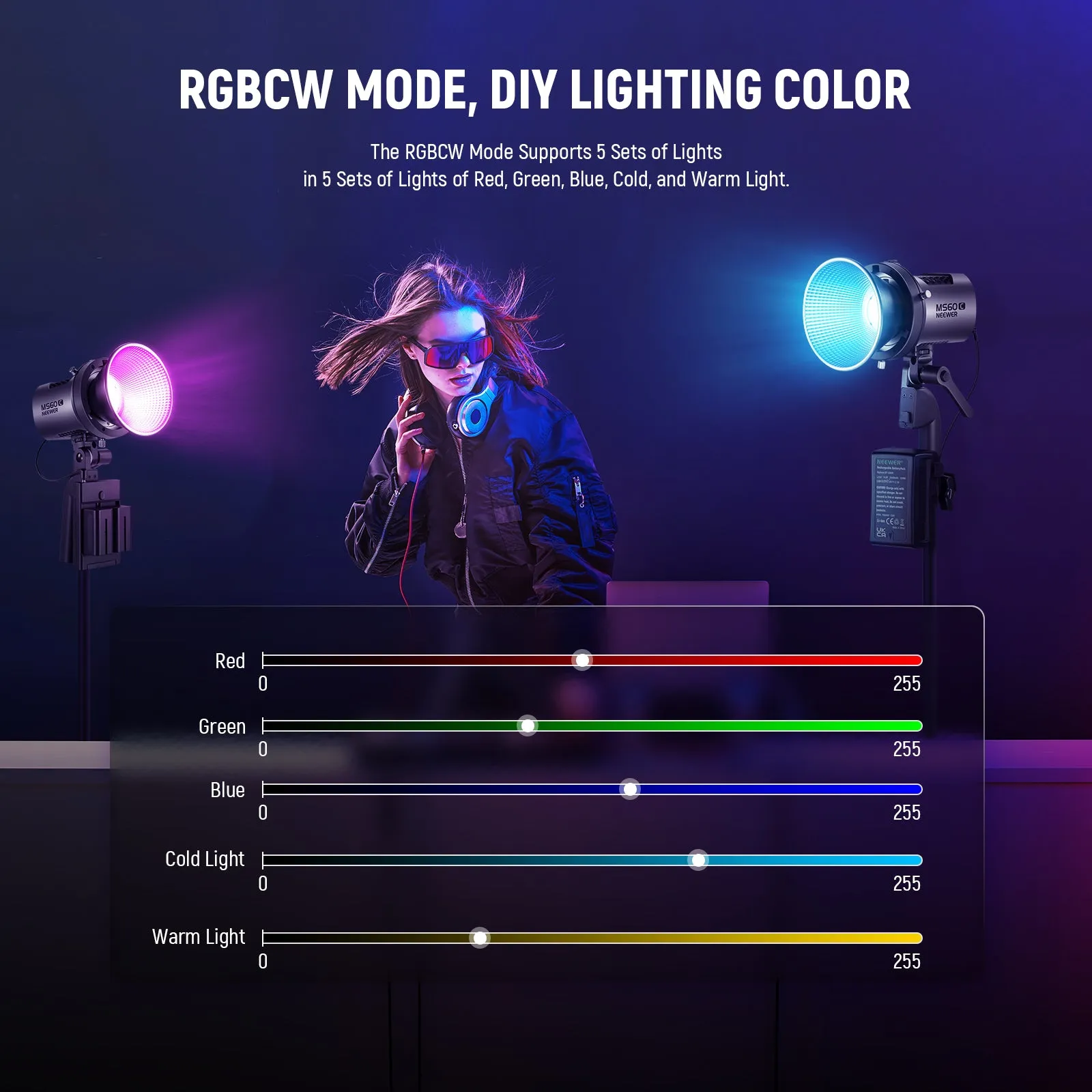 NEEWER MS60C RGB LED Video Light Handheld Spotlight