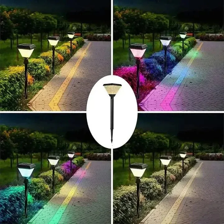 Outdoor Solar Lights For Home, Garden, Pathway Decoration Waterproof Portable Spike Lamp with Remote (RGB)