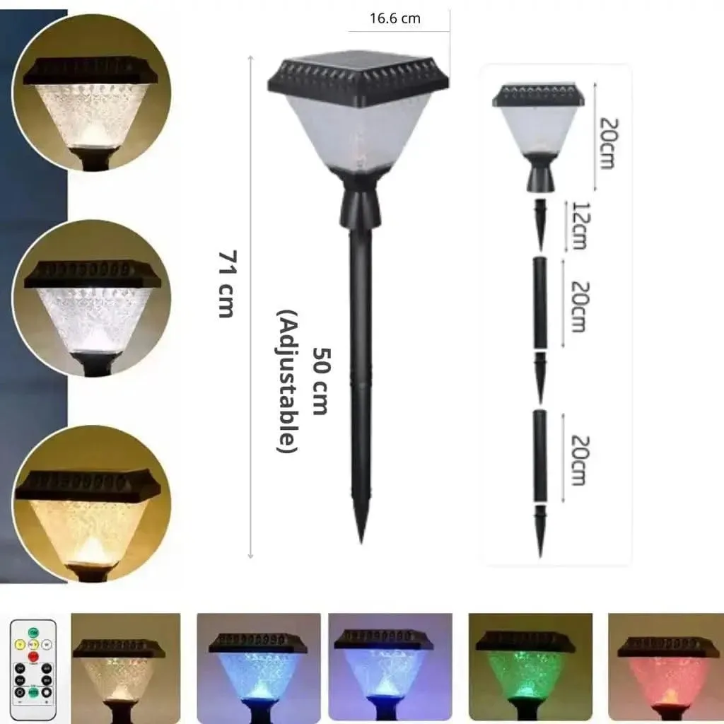 Outdoor Solar Lights For Home, Garden, Pathway Decoration Waterproof Portable Spike Lamp with Remote (RGB)