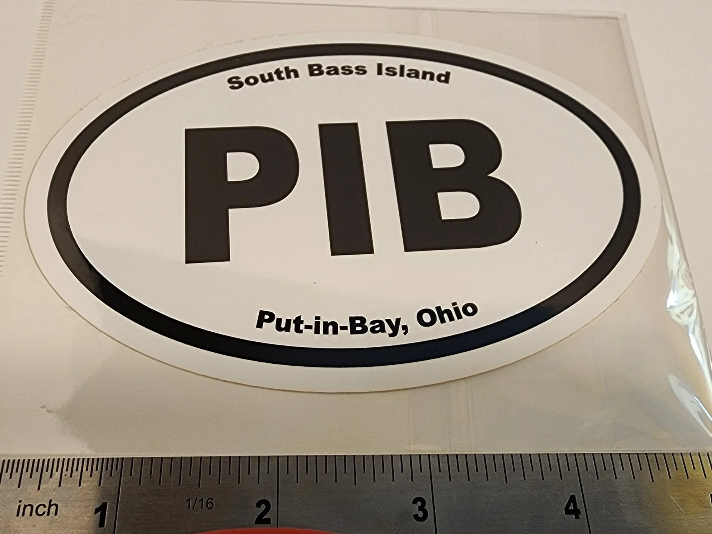 Oval "PIB" (Put In Bay, South Bass Island) Euro Acronym Sticker