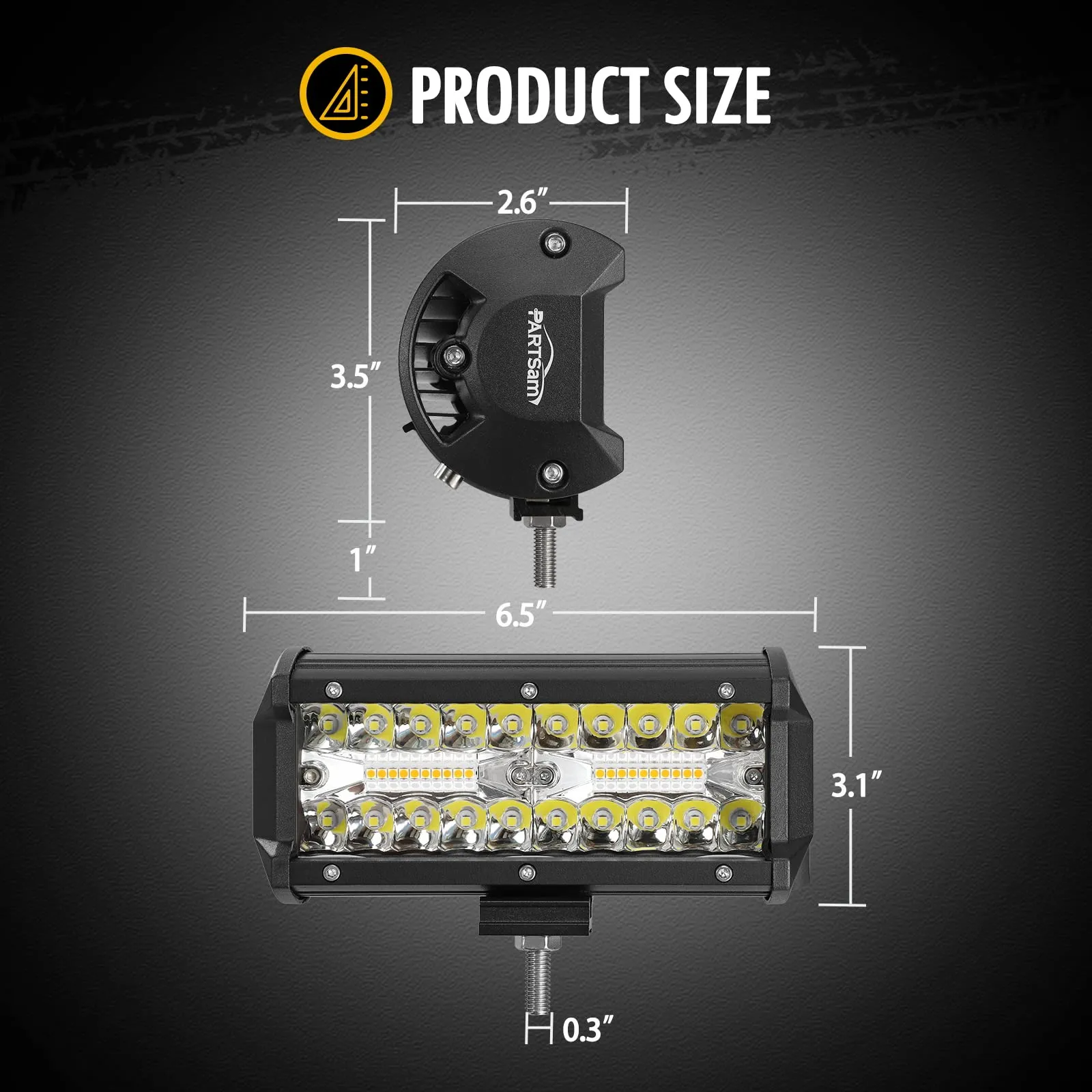 Partsam 120W LED Light Bar Strobe Lights for Offroad Pickup Trucks