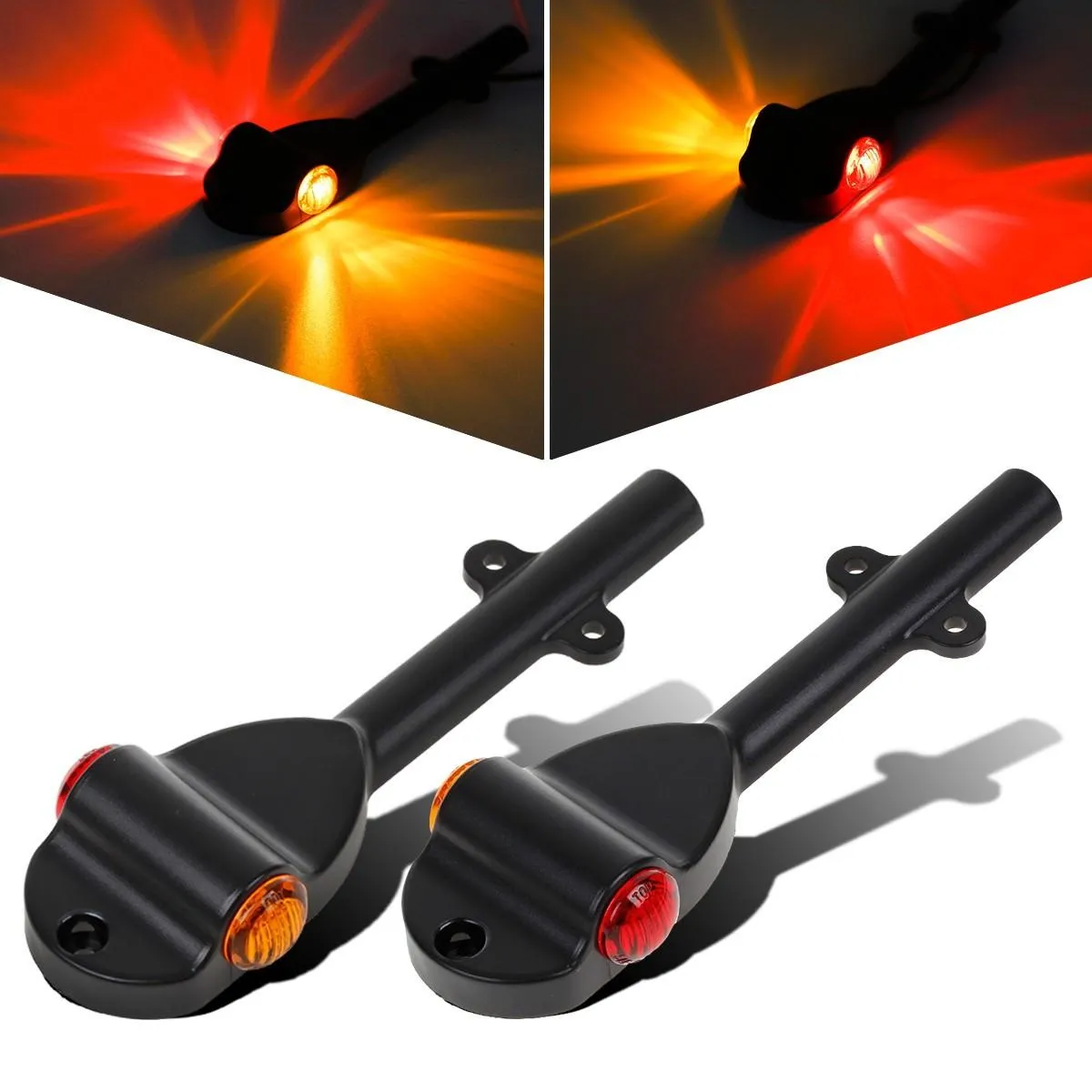 Partsam Set RED AMBER LED Trailer Fender Bullet 3/4 inch Led Clearance Marker Light Left Right