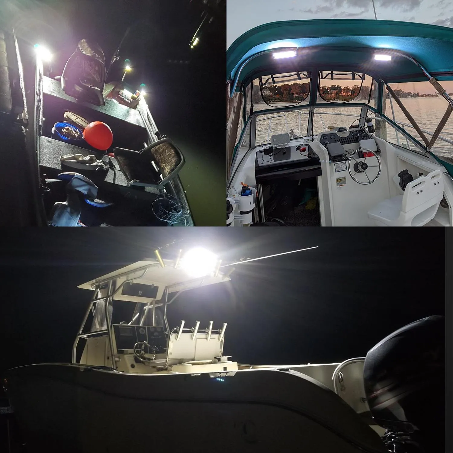 Partsam Waterproof Led Boat Lights White Beam 6.3 inch 36W IP67 Waterproof Deck Dock Marine Light 4000LMS 150¡ãFlood Light 12/24V Light Bar Aluminum Housing w/180¡ãAdjustable Mounting Bracket(2pcs/4pcs)