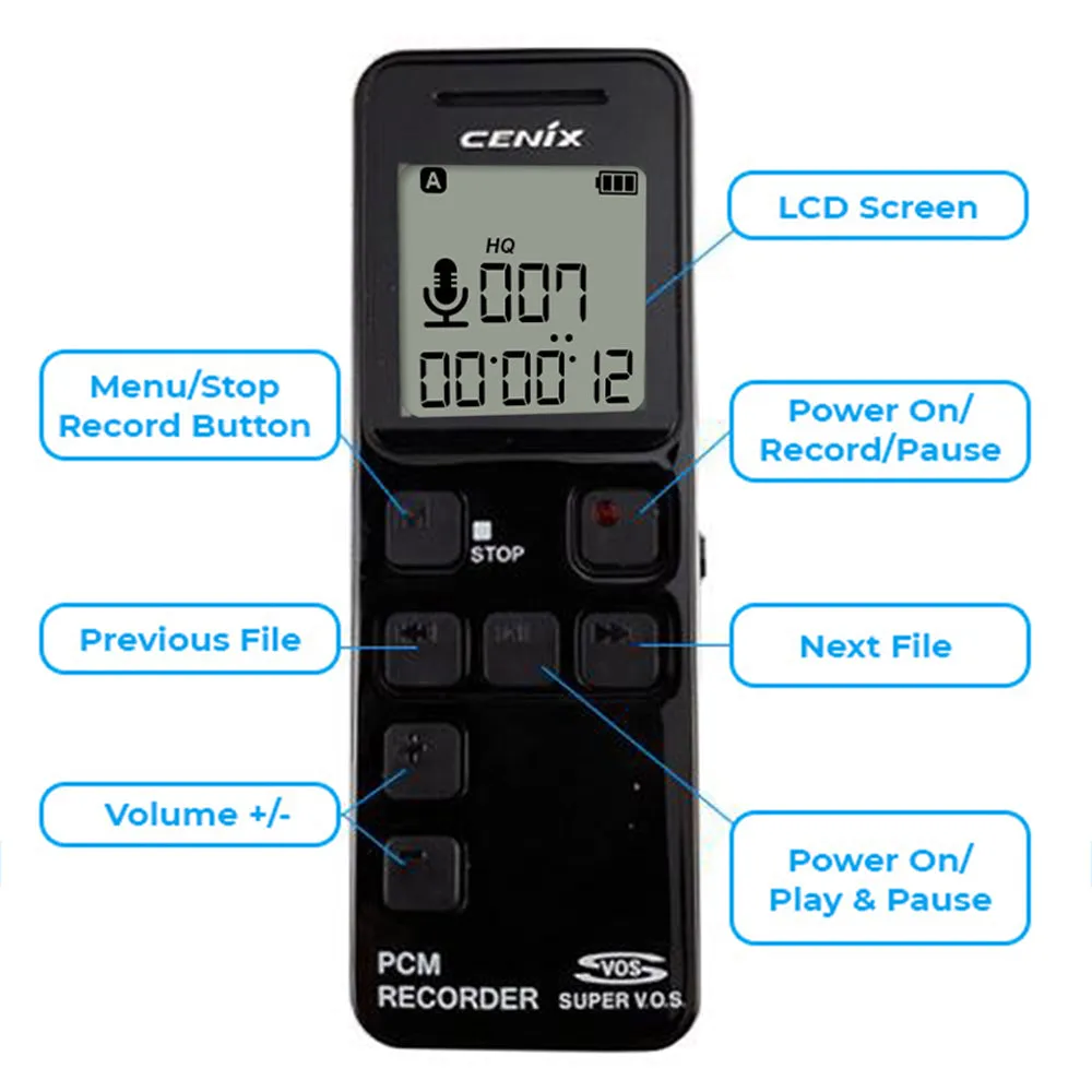 PBN-TECH Premium PCM Audio Recorder 8GB 1040 Hours Storage with Password Protection