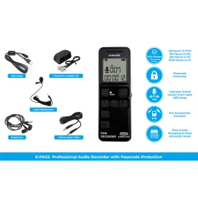 PBN-TECH Premium PCM Audio Recorder 8GB 1040 Hours Storage with Password Protection