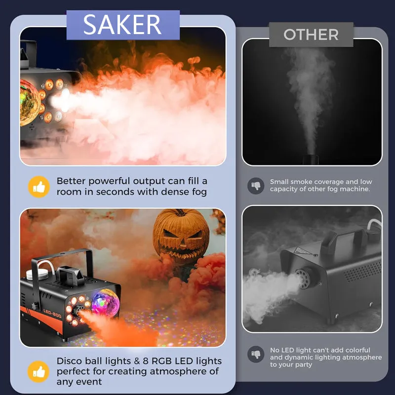 Saker Fog Machine with Disco Ball Lights