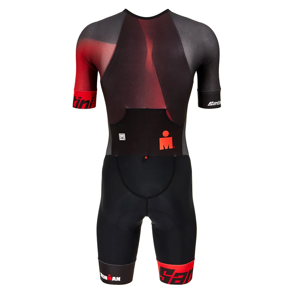 Santini Ironman Ikaika Short Sleeve Trisuit  - Black/Red