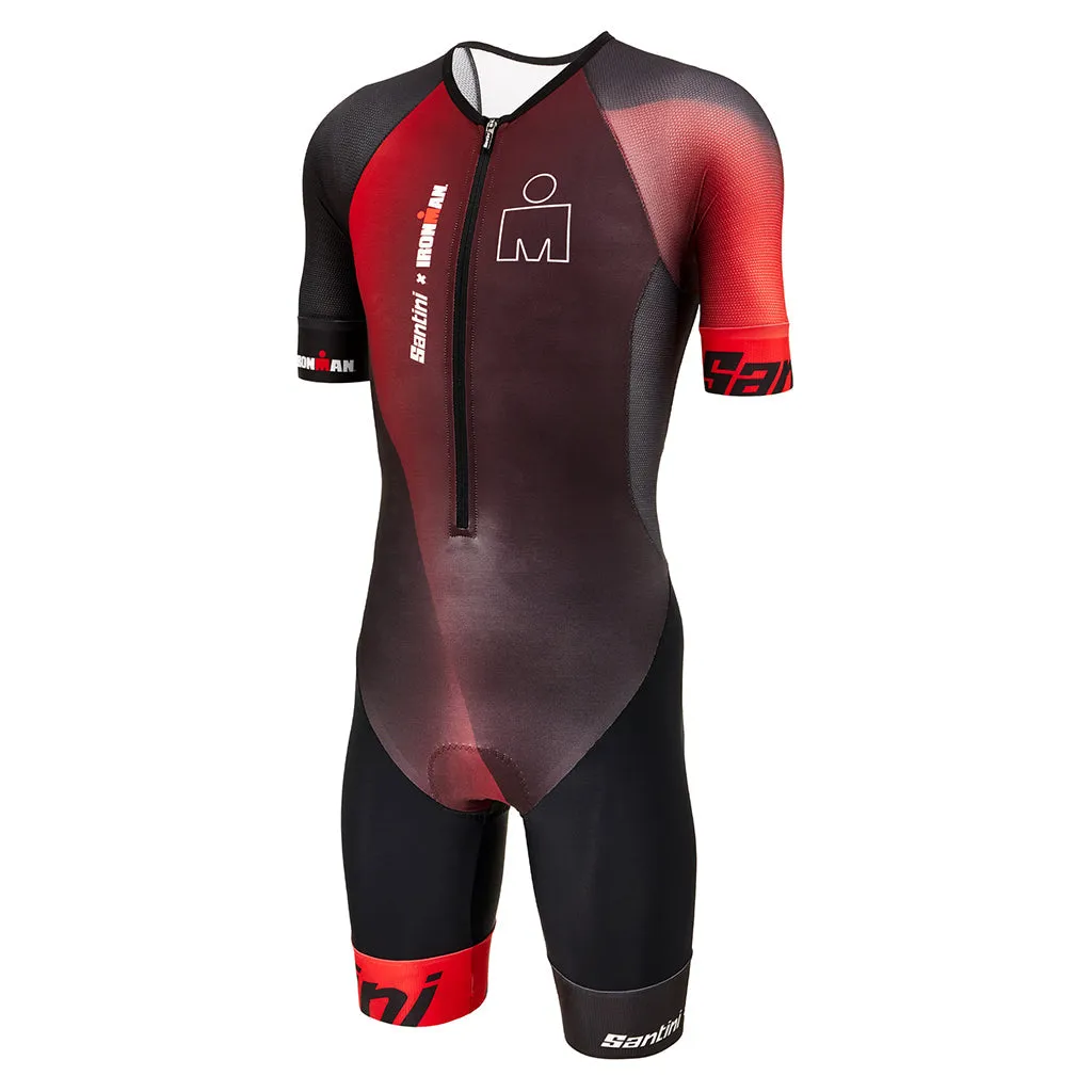 Santini Ironman Ikaika Short Sleeve Trisuit  - Black/Red