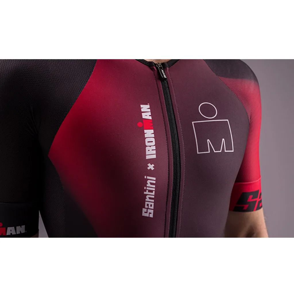 Santini Ironman Ikaika Short Sleeve Trisuit  - Black/Red