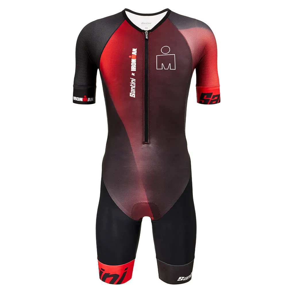 Santini Ironman Ikaika Short Sleeve Trisuit  - Black/Red