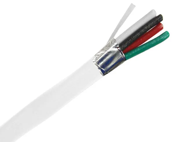 Security Alarm Cable - Plenum (CMP) - 14/4 AWG, CL3P, Stranded (19 Strand), Shielded, 1000ft, White