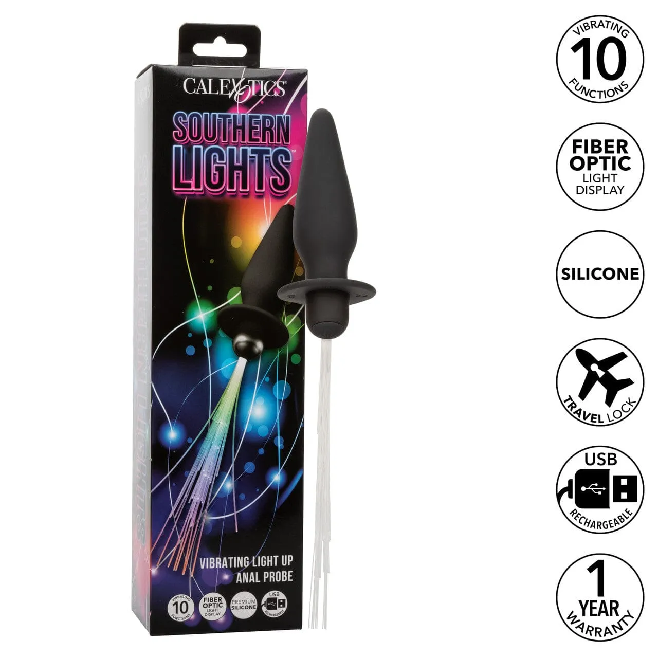 Southern Lights Vibrating Light Up Anal Probe - Sparkling Tail