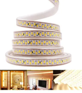 Warm White LED Strip 220V 240V 180LEDs/m SMD5730 IP65 with UK Plug