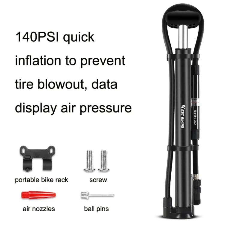 WEST BIKING YP0711122 Portable Bicycle High Pressure Pump(Silver)