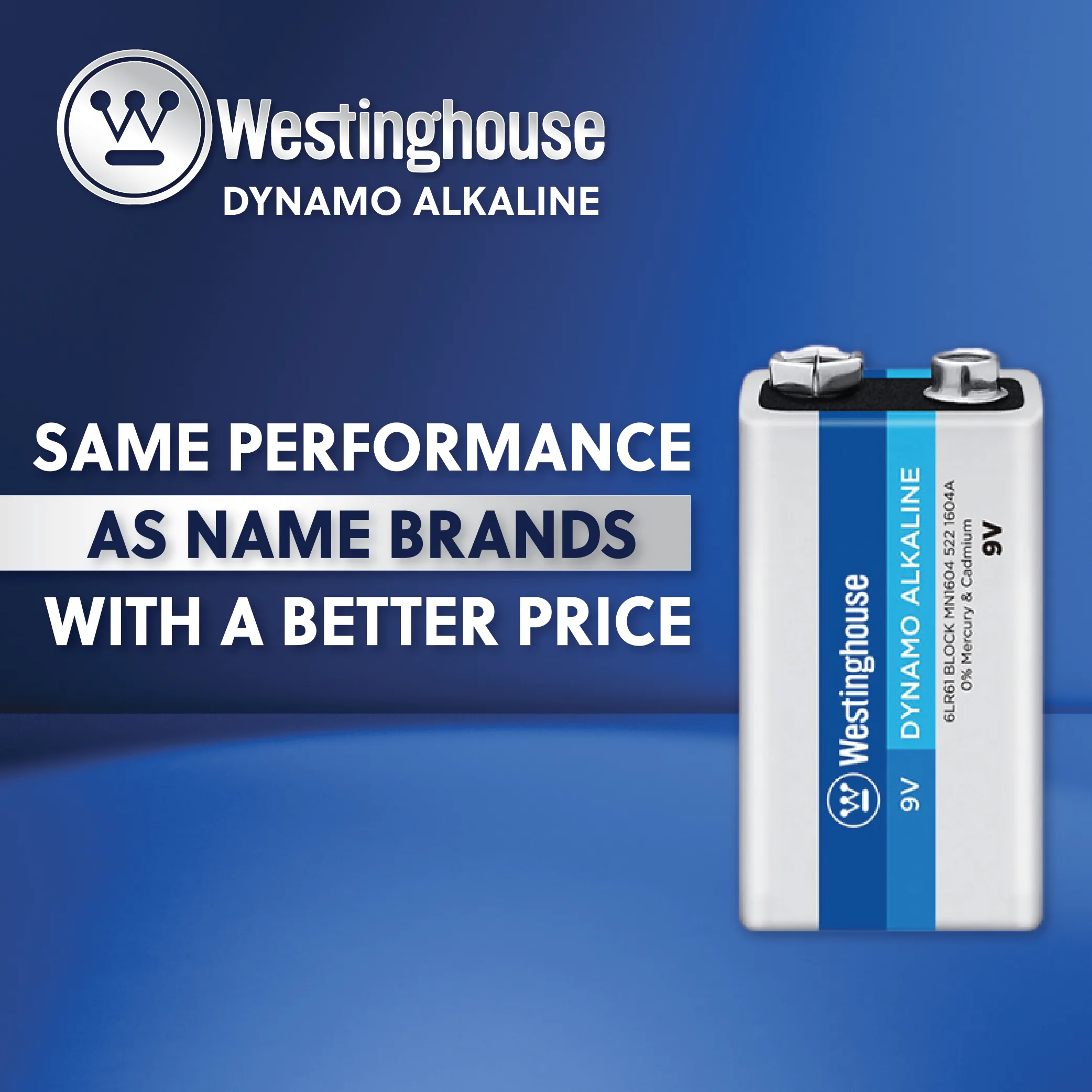 Westinghouse 9V Dynamo Alkaline Plastic Tub of 6